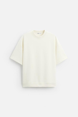 ZARA ТОЛСТОВКА INTERLOCK ИЗ РЕЛЬЕФНОЙ ТКАНИ, ЖЕЛТОВАТО-БЕЛЫЙ