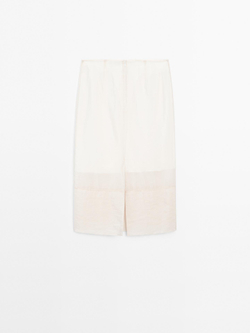 Massimo Dutti Атласная юбка миди, кремовый