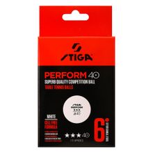 Мяч для наст. тенниса Stiga Perform 3***, 40+, 520-05,  пластик, ITTF Appr., уп.6 шт, бел
