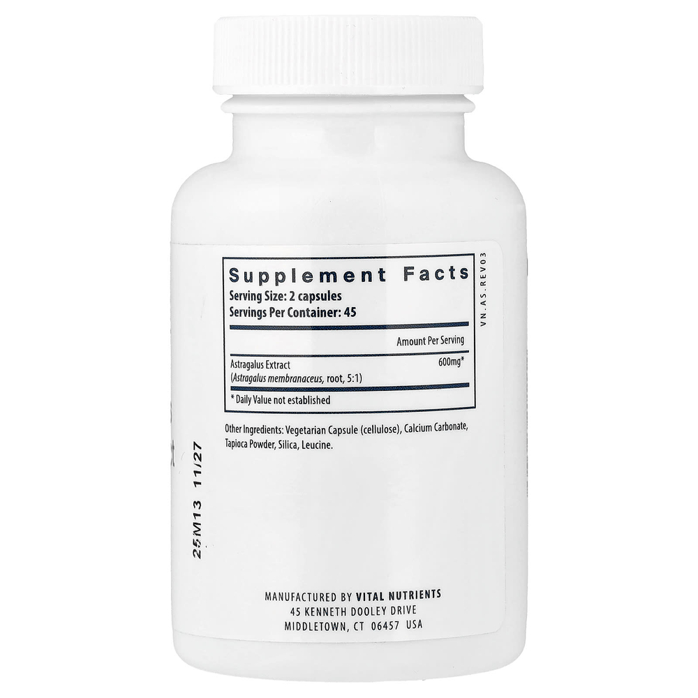 Vital Nutrients, экстракт корня астрагала, 90 веганских капсул (300 мг в 1 капсуле)