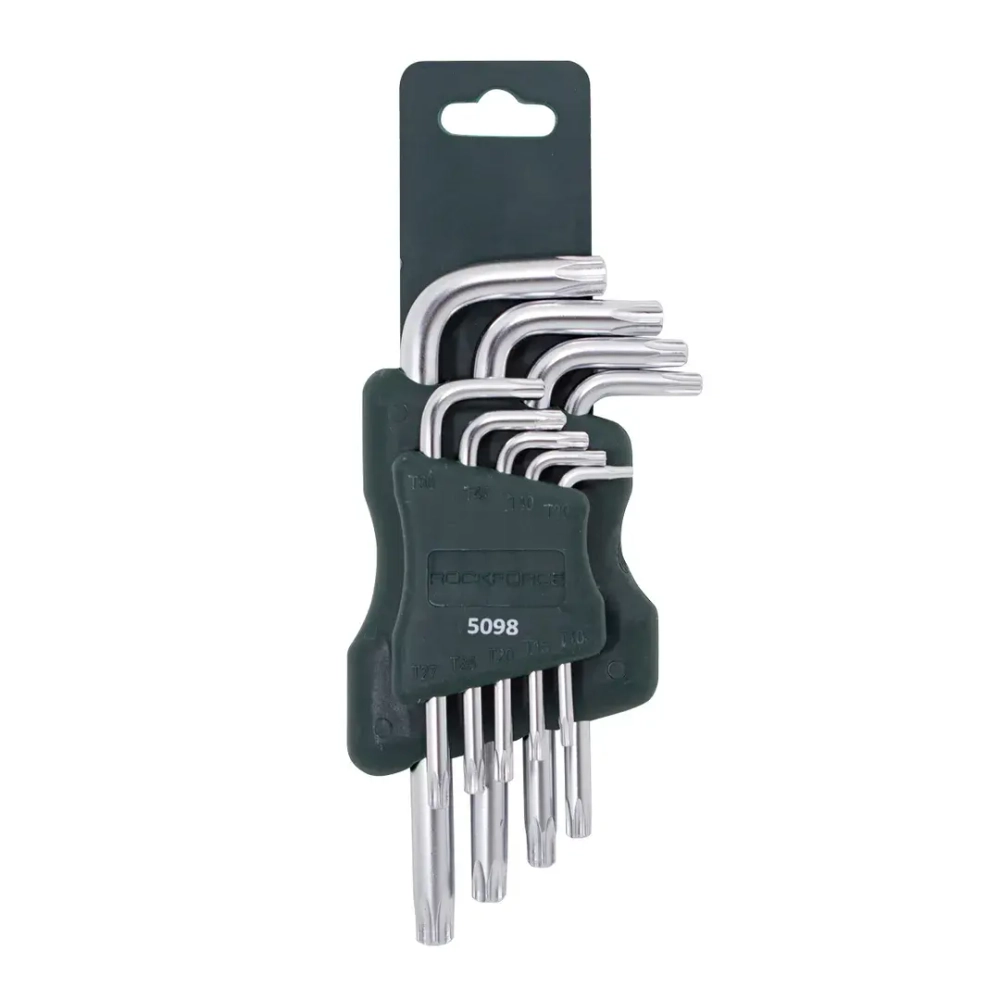 Набор ключей Г-образных TORX 9пр.(Т10, Т15, Т20, Т25, Т27, Т30, Т40, Т45, Т50)в пластиковом держателе RockForce##Rock FORCE RF-5098