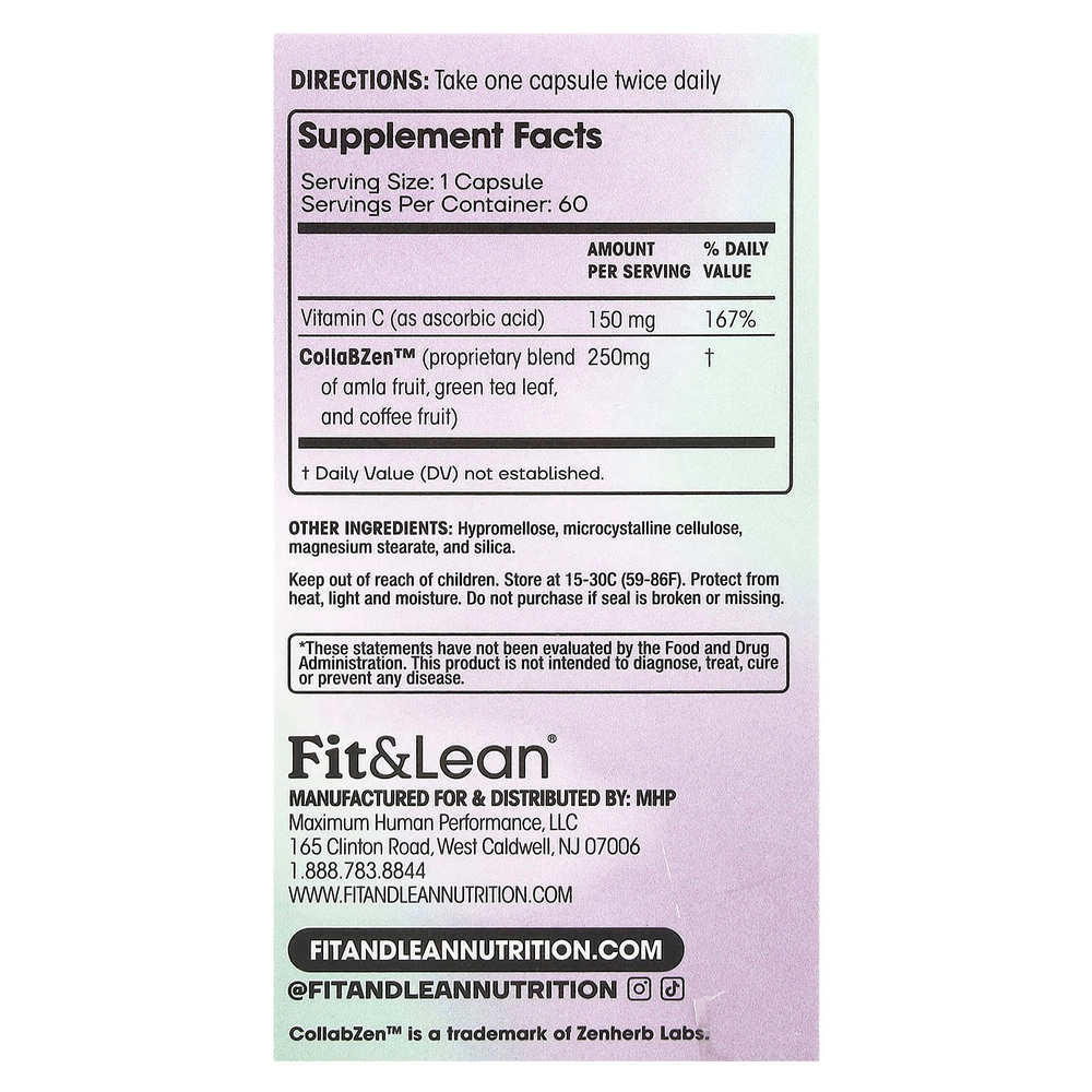 Fit & Lean, CollaVen ™, веганский усилитель коллагена, 60 капсул