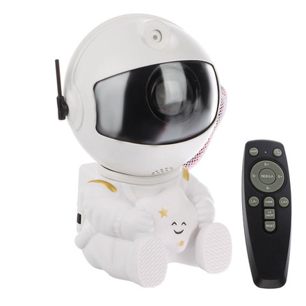 Светильник-ночник проектор неба BY Космонавт, 5W, пульт ДУ, USB, 9x8x13см, пластик, белый