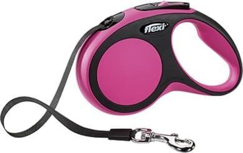 flexi рулетка New Comfort S (до 15 кг) лента 5 м черный/розовый