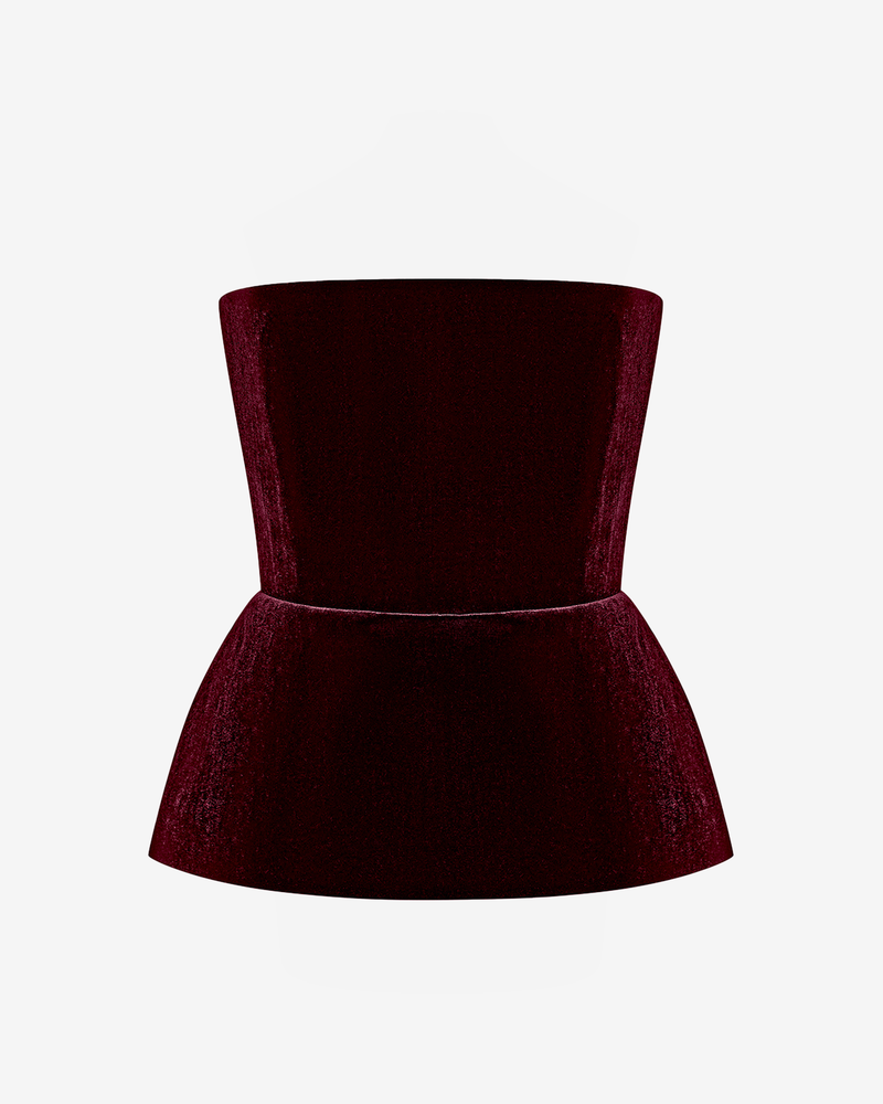 Топ корсетный из бархата с баской