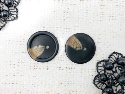 Пуговицы, d 2,8 см, чёрный с бежевым