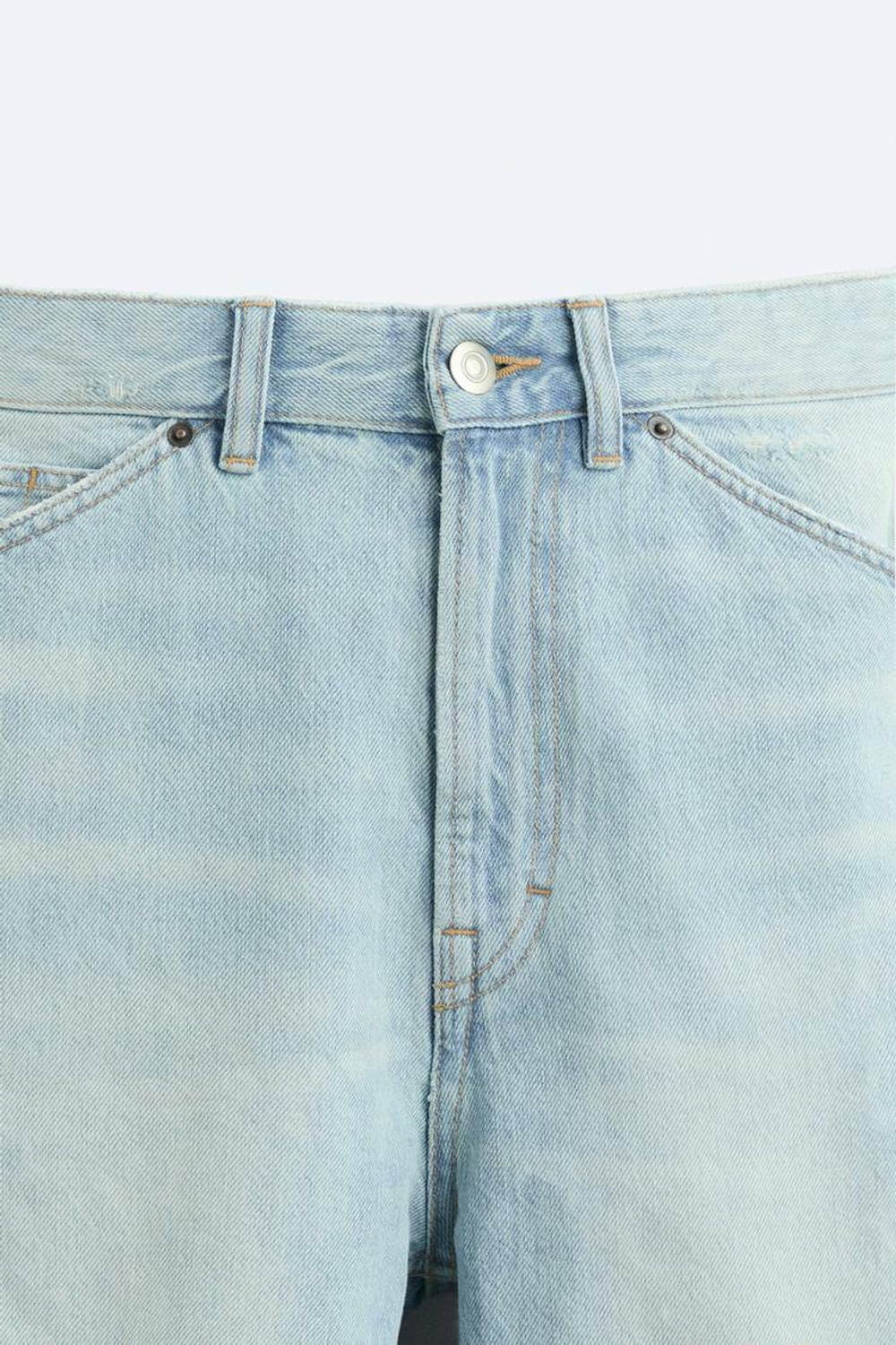 ZARA ДЖИНСОВЫЕ ШОРТЫ-КАРГО-БЕРМУДЫ, СИНИЙ