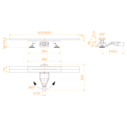 Душевой трап, обрезной, V-образный, сатин RGW SDR-53S (600)