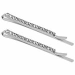 Невидимки для волос НАБОР 2 шт., 5,5 см, со стразами, серебристый, MONTE VITA, 457098