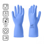 Перчатки КЩС латексные многоразовые синие, 1 пара, р-р L HQ Profiline
