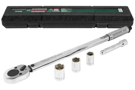 Ключ динамометрический RF-6474470A: 1/2 DR (40-210Nm) щелчкового типа в наборе с головками и удлинителем ROCKFORCE