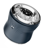 Сквозной мастурбатор в колбе с вибрацией (Цвет: синий)