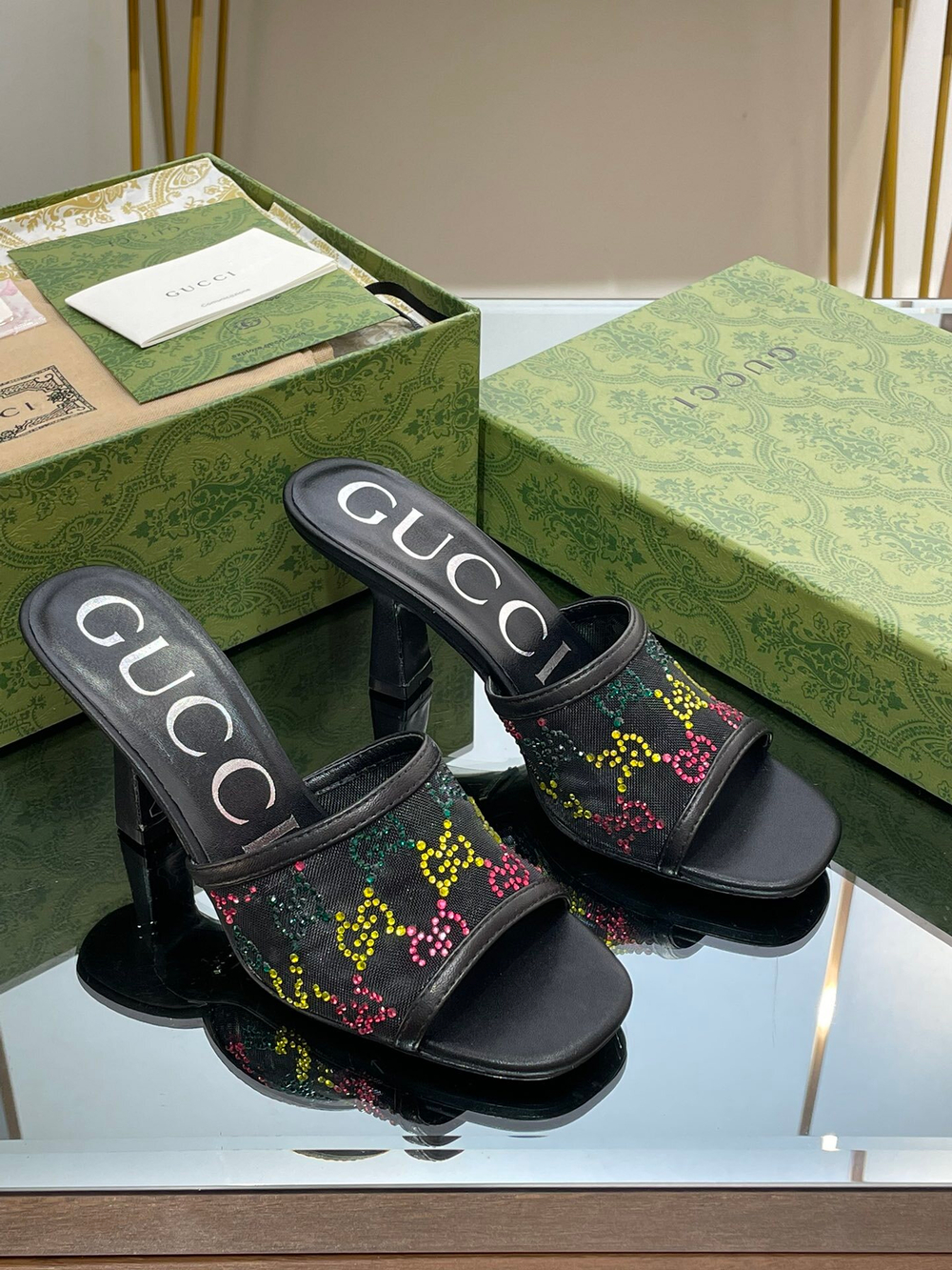 Gucci GG Mid-Heel Slide Sandal 7.5 cm