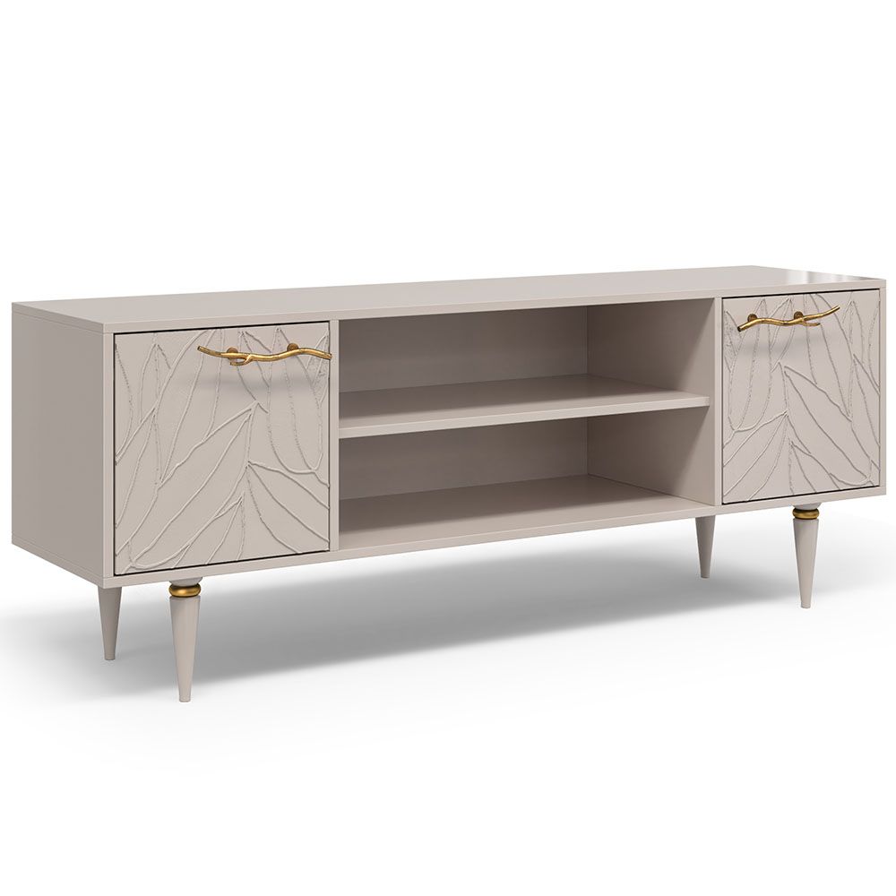 Тумба под ТВ Арт Колор leaves 155см Классик Голд Серый агат