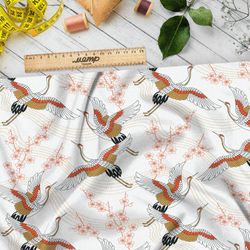 Ткань кулирная гладь летящие журавли