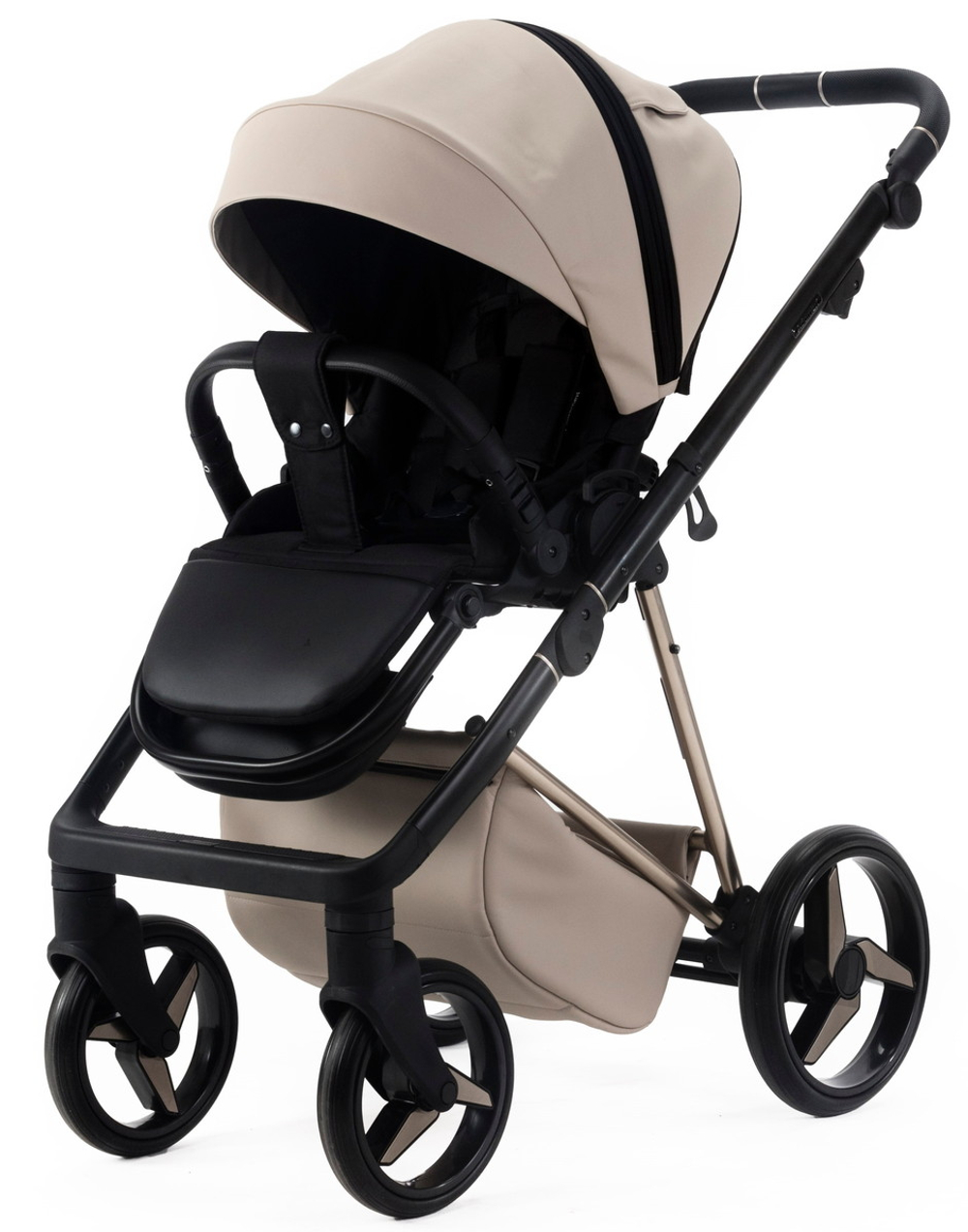 Детская коляска Adamex Quantum Superstar Deluxe 2 в 1 Q-STAR155-K (СВ.БЕЖ.КОЖА+СВ.БЕЖ.ДНО+БЕЖ.РАМА)