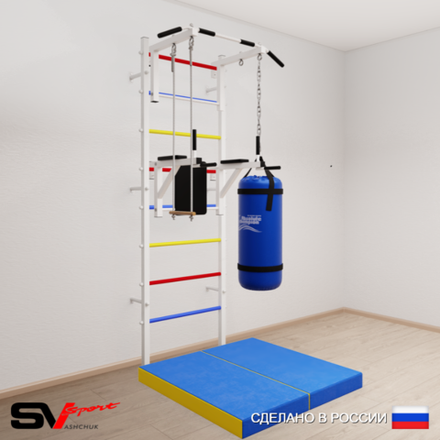 Шведская стенка Sv Sport 5736 (Турник стандарт/Брусья/Трапеция/Цепь/Мешок 22кг/Мат 1м)
