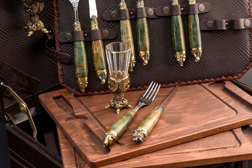 Набор для стейков "Премиум, Карельская береза"