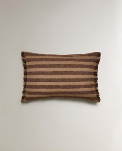 Zara Home наволочка декоративная из хлопка, коричневый, в полоску, 40x60 см
