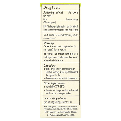 Bach, Original Flower Remedies, оливковое масло, 10 мл (0,35 жидк. унции)