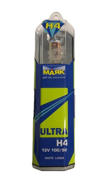 Лампы галогеновые Маяк H4 12V 100/90W P43t +30% Ultra Super White