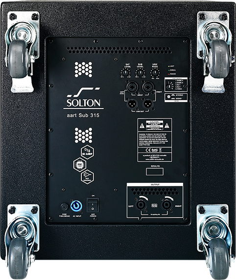 Solton aart SUB 315 - Активный сабвуфер; 15&quot; (100mm); 800 Вт НЧ; 2 x 350 Вт на 4 Ома; 3-х кан. 
усил