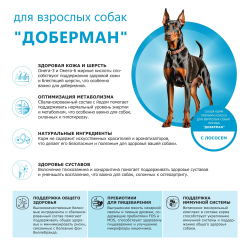 Корм сухой для взрослых собак породы Доберман, премиум полнорационный комплекс, с лососем, 12 кг, QUATTRO
