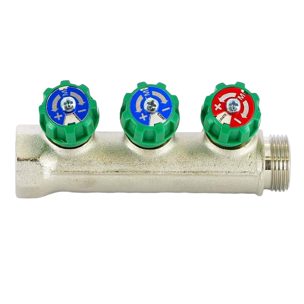 Коллектор TIEMME  3/4x1/2 н.р на 3 вых с вентилями