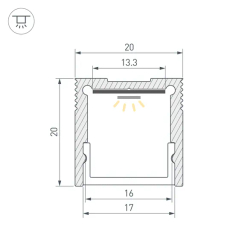 Профиль SL-SLIM20-H20-2000 ANOD (BY) (Arlight, Алюминий) 059789