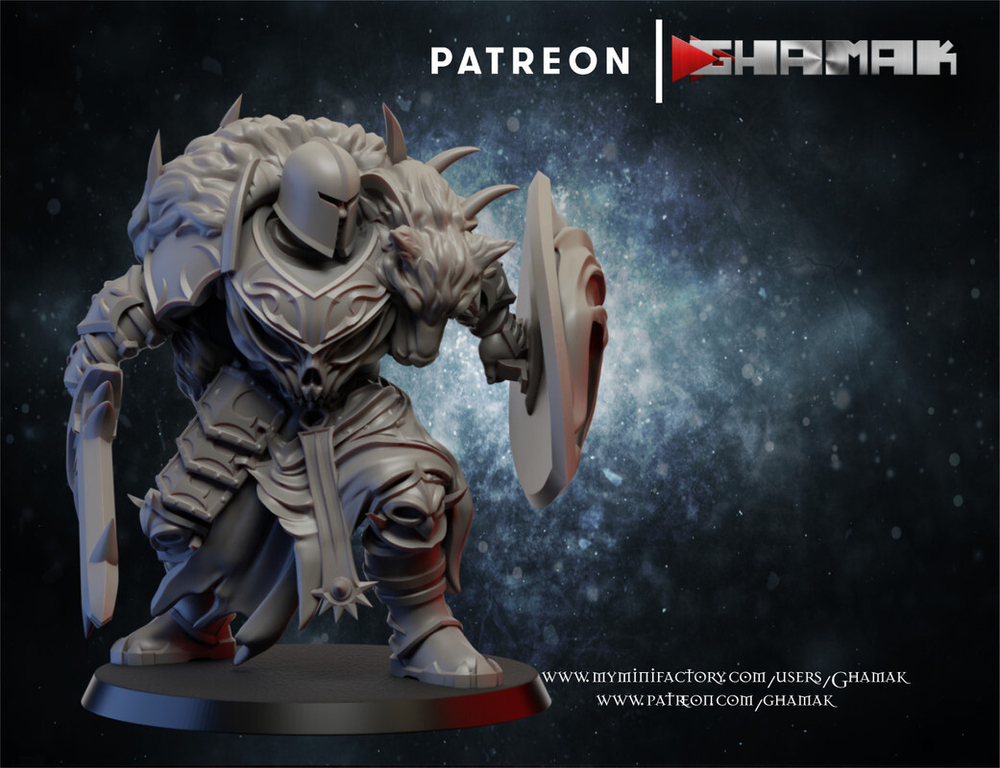 Grand Alliance Chaos Everchosen and Slaves to Darkness Chaos Warrior Воитель Хаоса с мечом и щитом миниатюра для dnd, днд, pathfinder, фентези, Настольная игра, НРИ, Варгейм, РПГ