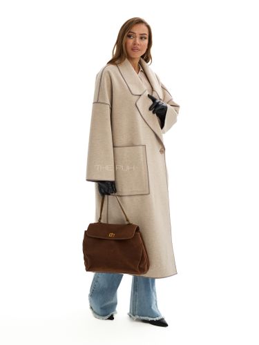 Бежевое двубортное пальто без подкладки