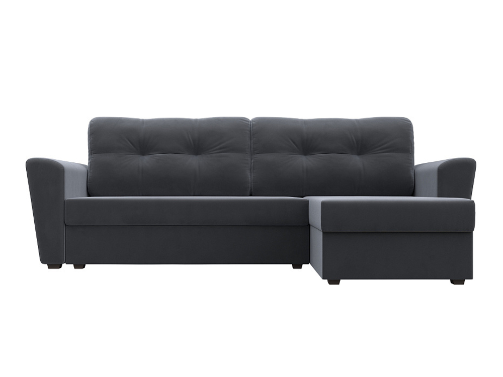 Диван угловой Амстердам Лайт правый угол, Серый, Велюр, 112453