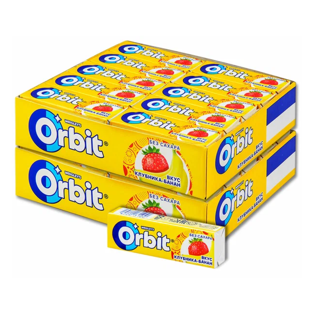 Жевательная резинка Orbit вкус клубника-банан без сахара, 13 г х 30 шт