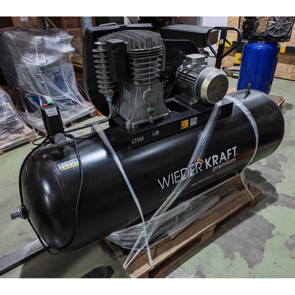 WDK-95079 (УЦЕНКА) Компрессор поршневой с ременным приводом, 798 л/мин, 5.5 кВт, 380 В, ресивер 500 л