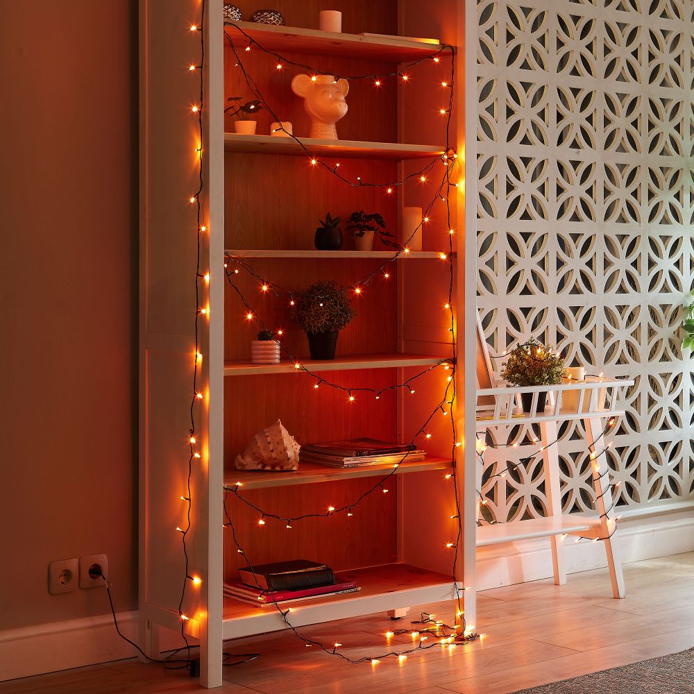 ULD-S2000-200-DGA AMBER IP20 Гирлянда светодиодная. 20м. 200 светодиодов. Янтарный свет. Провод зеленый. ТМ Uniel