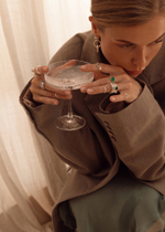 Кольцо «Мозаик» раф прямоугольный с зеленым турмалином и ромбом белый циркон