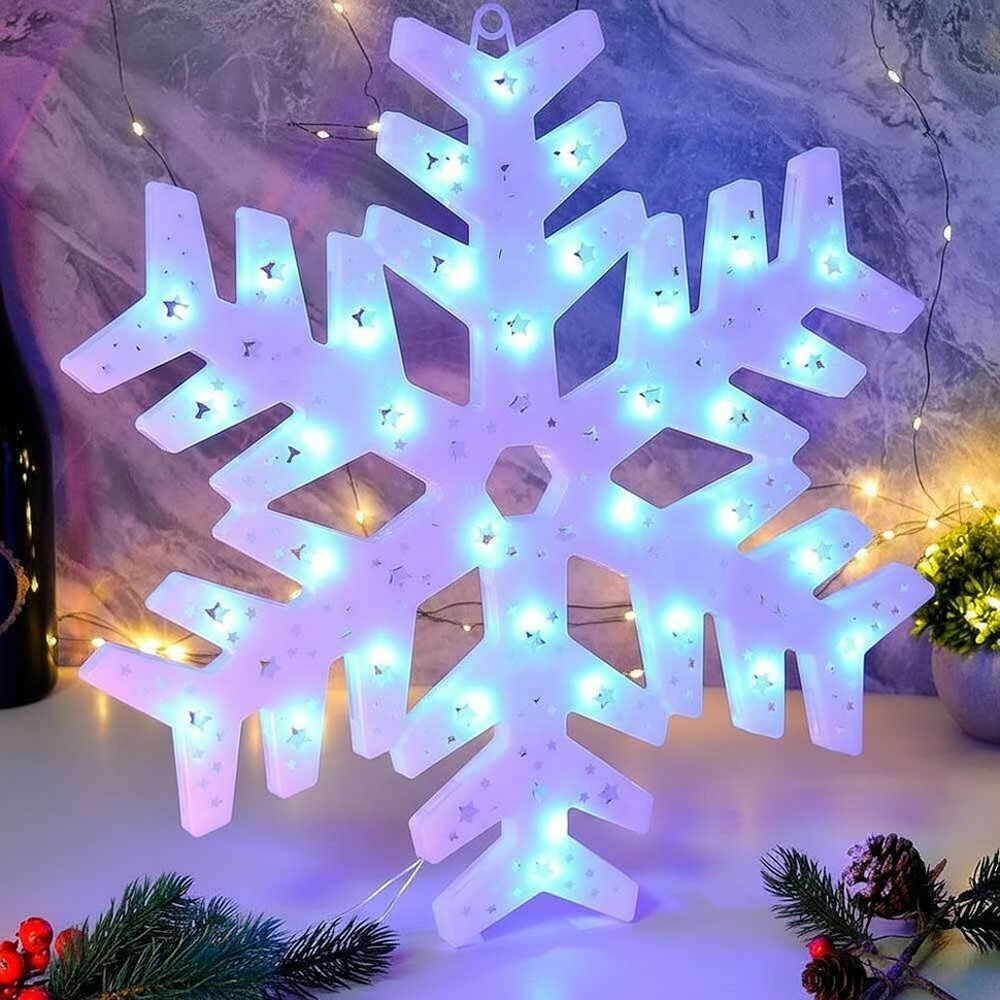 Гирлянда-панно "Снежинка" LED лампы, d40см, цвет синий, ZL-5В