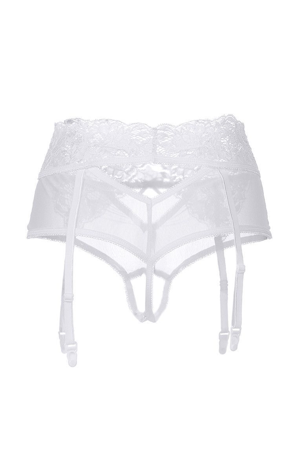 Эротические кружевные трусики-пояс c высокой посадкой Iveta (Размер: 50-52) (Цвет: черный)