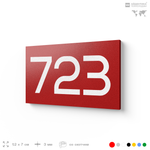 Номер на дверь 723, табличка на дверь для офиса, квартиры, кабинета, аудитории, склада, красная 120х70 мм, Айдентика Технолоджи
