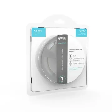 Лента  в комплекте LED 2835/120 12V 9,6W/m 624lm/m 4000K 8mm IP20 5m 1/100 BT065 Basic Gauss