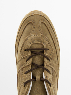 Massimo Dutti Кроссовки из натуральной кожи с декоративными элементами, коричневый