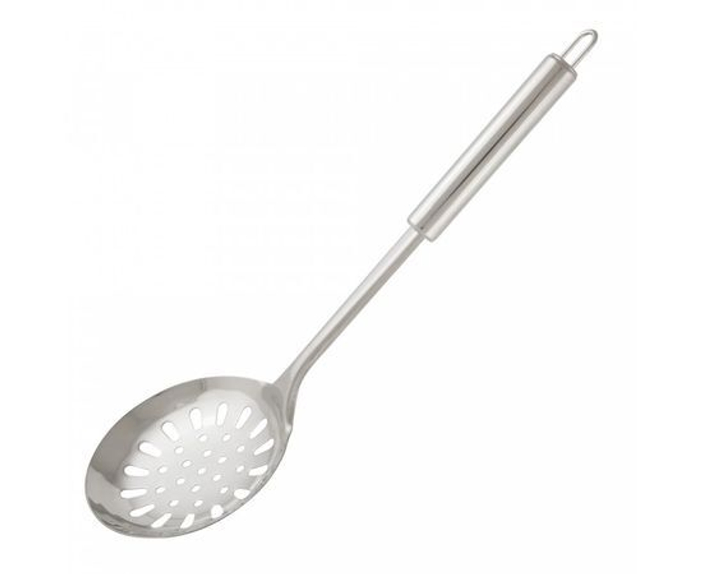 Шумовка нержавеющая сталь, 33,5*11,2см, овальная ручка, подвес, Mallony