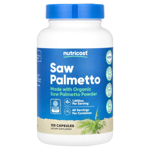 Nutricost, Пальма сереноа, 120 капсул (500 мг на капсулу)