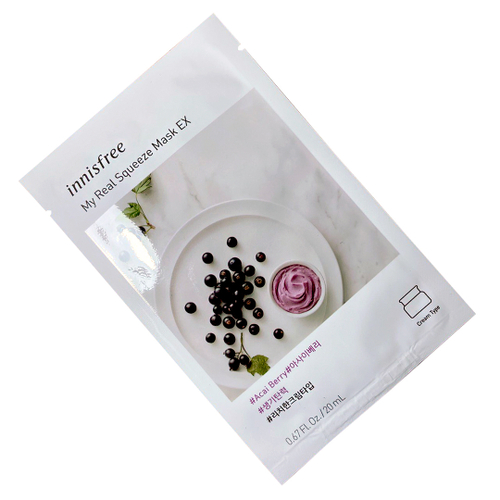Маска для лица Innisfree My Real Squeeze Mask EX Acai Berry тканевая кремовая с экстрактом ягод асаи 20 мл