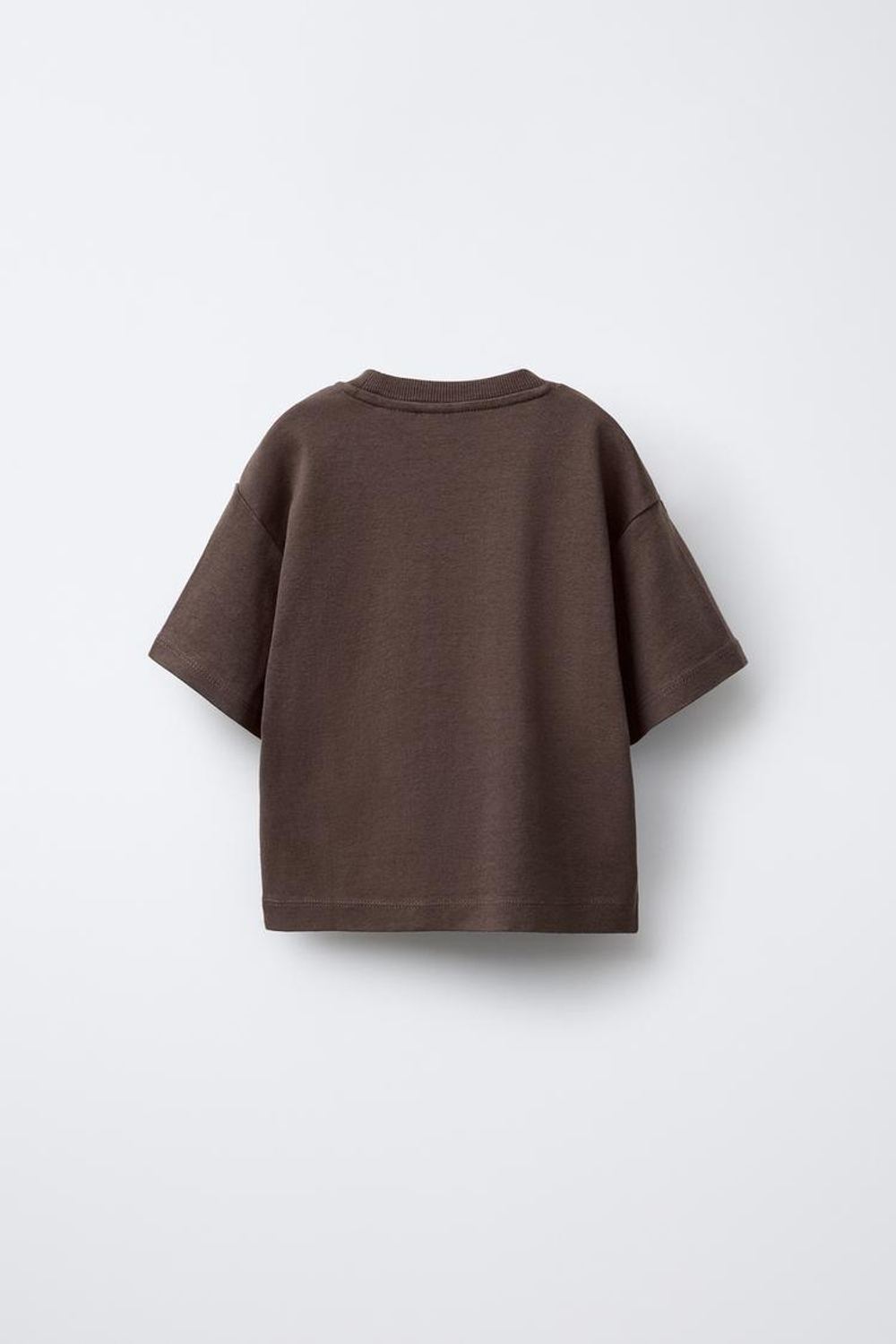 ZARA НАБОР ИЗ 2 ОДНОТОННЫХ ФУТБОЛОК С ЛОГОТИПОМ, СВЕТЛО-КОРИЧНЕВЫЙ