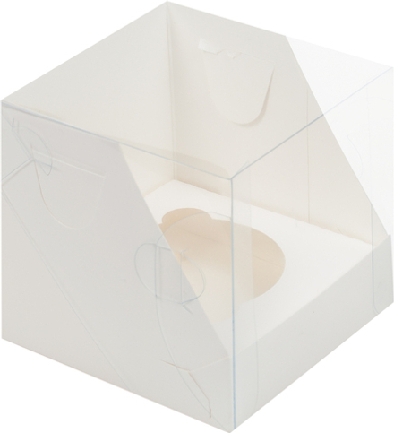 Коробка для 1го капкейка с прозрачной крышкой белая 10х10х10 см