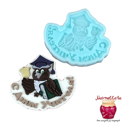 Силиконовая форма 3D "С днем учителя-сова №3"