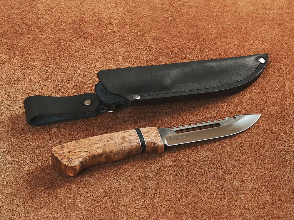 Рыбацкий нож "Барракуда", сталь AUS 8, рукоять стабилизированная карельская береза