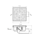 50 трап с гориз. спуском, н/рег решетка 150х150 нерж, СУХОЙ АНИ пласт TQ5112