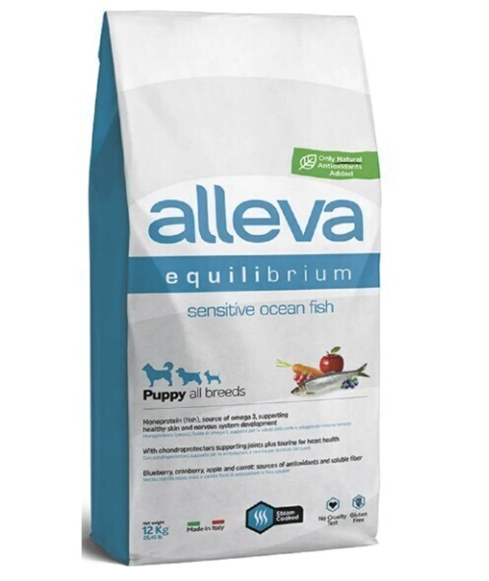 Сухой корм ALLEVA для собак ALLEVA EQUILIBRIUM SENSITIVE OCEAN FISH PUPPY ALL BREEDS 12 KG Аллева корм Эквилибриум Сенситив для щенков всех пород с океанической рыбой